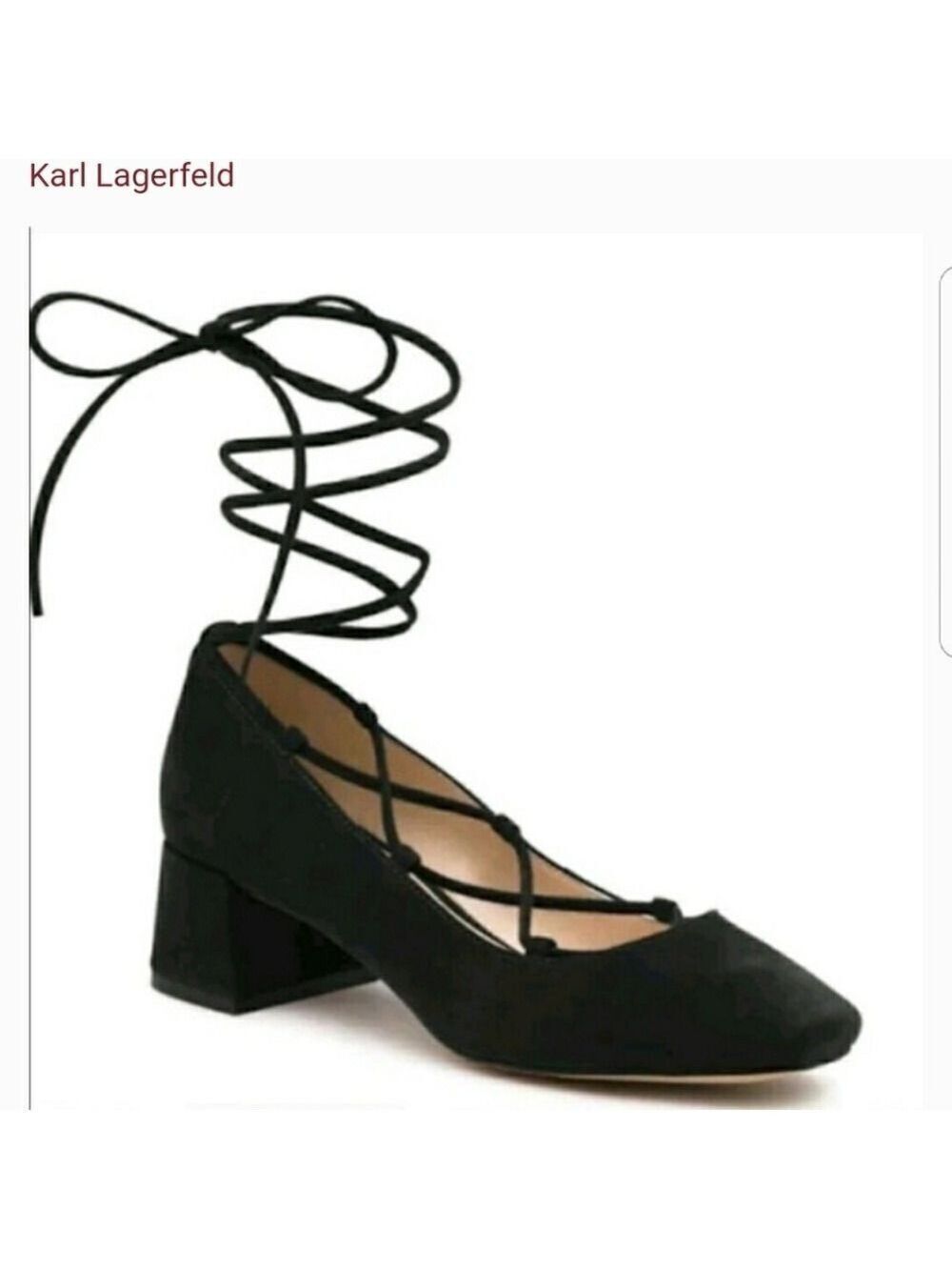Karl Lagerfeld Paris Black Charlie Lace Up Heels Size 6.5M